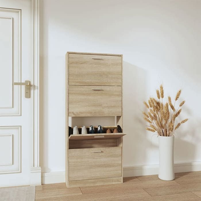 SALE 2026 Meuble à chaussures Brun - Armoire à chaussures Chêne 59x17x150cm - bois dingénierie PRO799756251