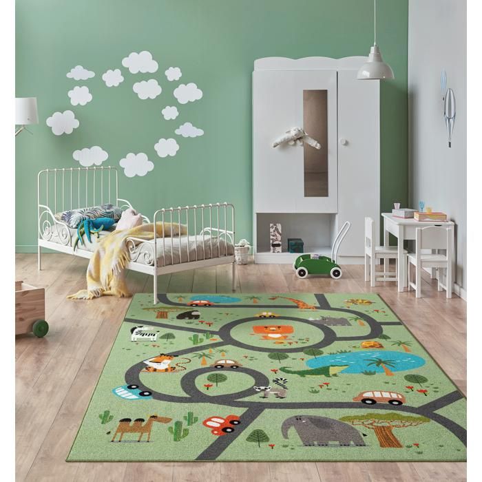 the carpet Happy Life chambre denfant tapis pour enfant tapis de jeuVert 80 x 150 cm D15