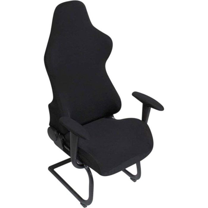 Housse chaise gaming pivotante extensible amovible lavable avec 2 accoudoirs
