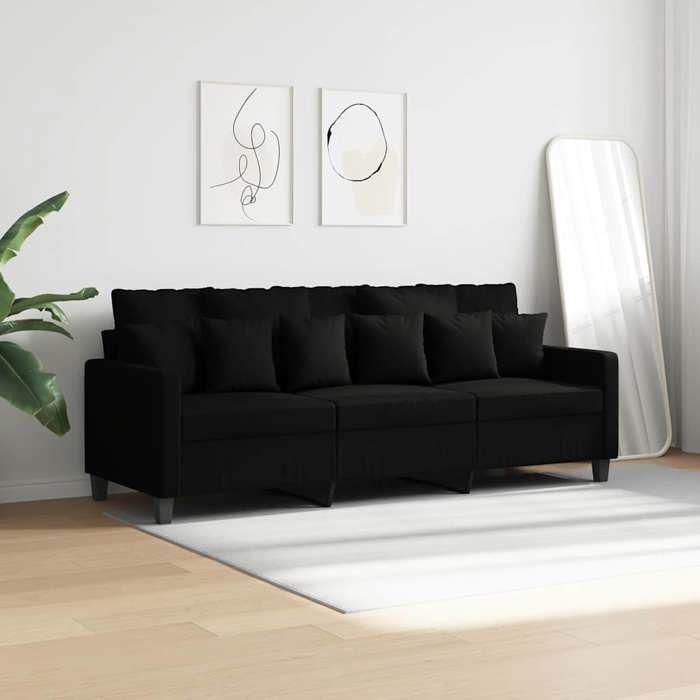 Canapé Avec 3 places(1 pc) - charge max:220 kg - Sofa 3 personnes - Noir 180 cm Tissu @956592