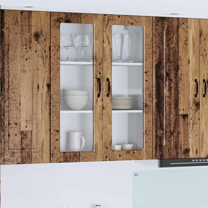 Cabinet de cuisine 1 PC Buffet Cuisine vaisselier avec étagère Bois ancien 80x31x100 cm A13766