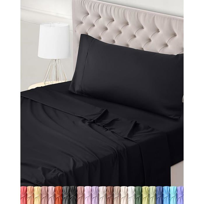 Bedding Lit 90x190 Draps Lit 1 Personne EnsembDraps 3 Pièces Noir 90x190 cm  1 Taie doreiller 50x75 cm