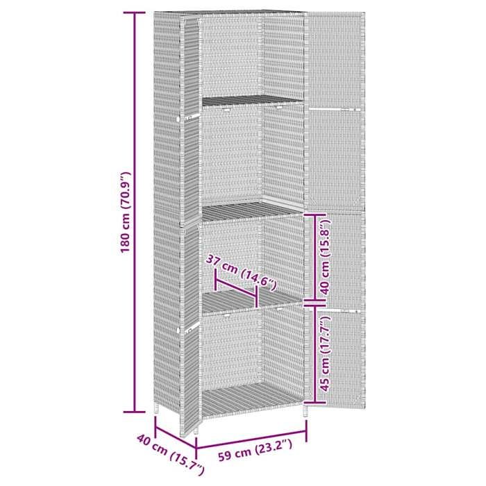 Armoire de rangement jardin Moderne - NGM - Coffre doutils/Armoire haut - Gris 59x40x180cm Résine tressée B754857511