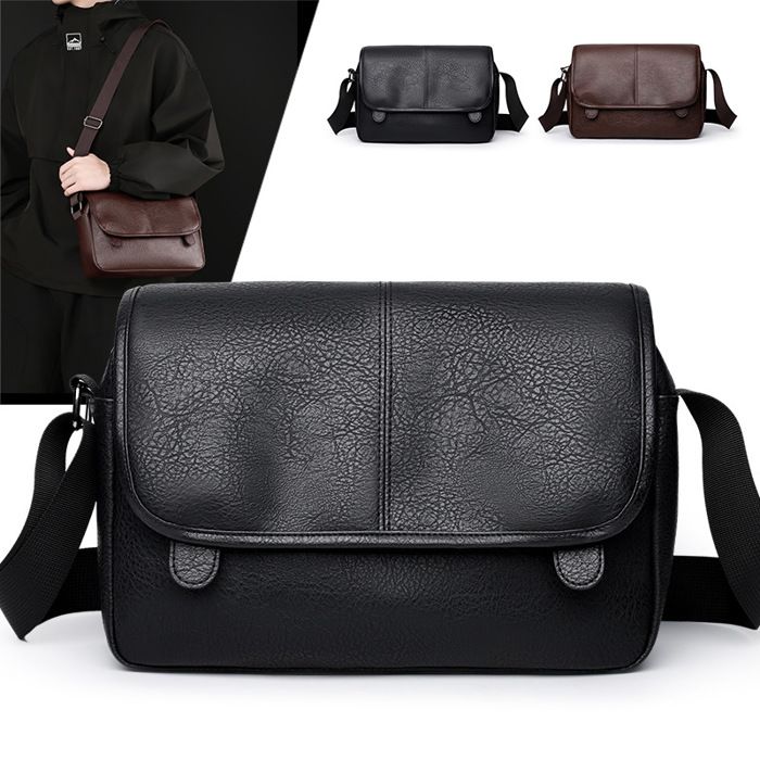 Sacoche homme en similicuir – Bandoulière réglable style business casual Noir