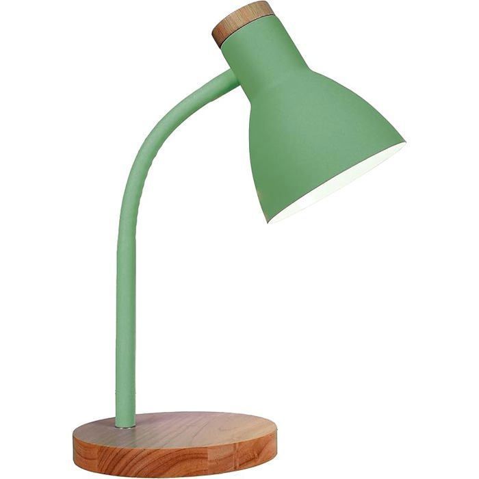 - Lampe de Bureau ARGOS  Design avec Bois  Idéale pour Bureau et Chambre  Nécessite Ampoule E-27 (AMPOU Verte vert LAMPE A POSER
