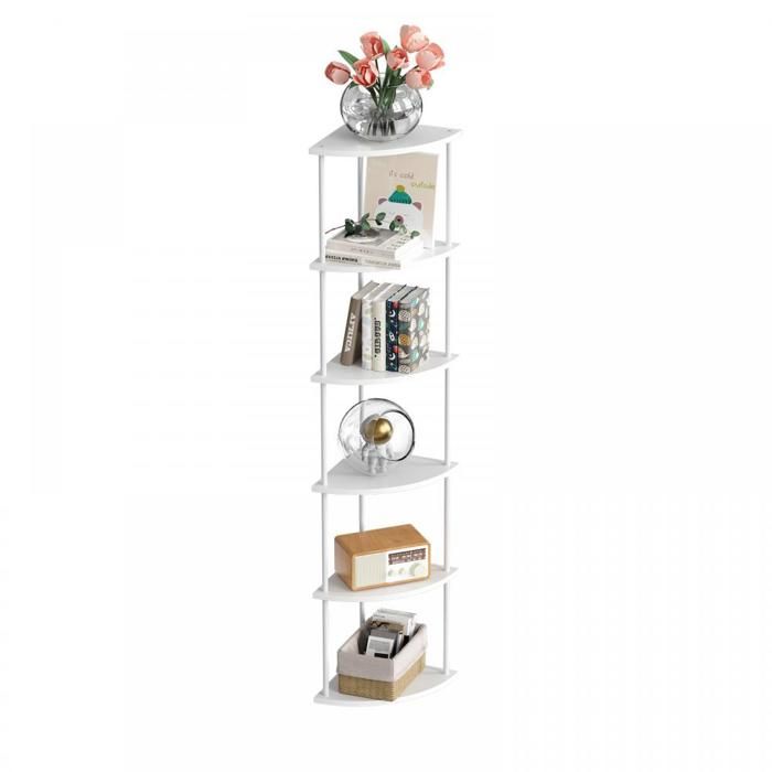 MIPAN.Étagère dangle - Bibliothèque 6 Niveaux - Meuble de Rangement - Porte-Plante pour Salon - Style Industriel - Blanc