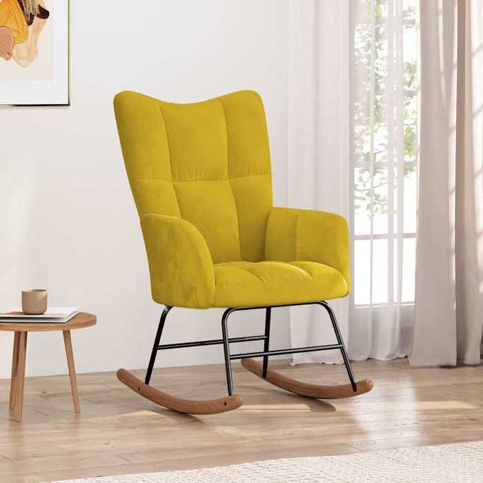 Chaise intérieure moderne vidaXL Fauteuil à bascule Jaune moutarde Velours(4325）