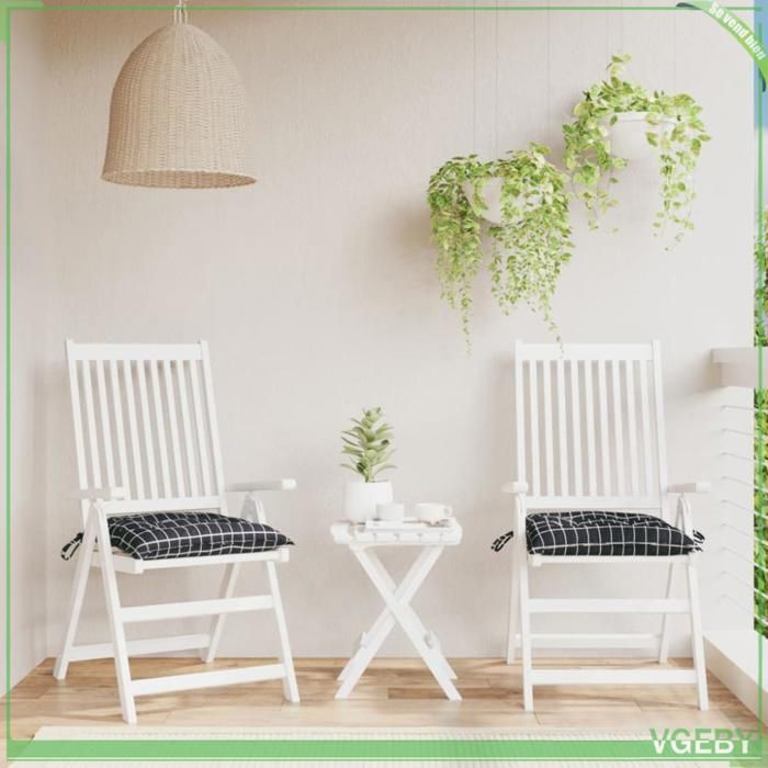 Coussins de chaise - FAFEISY - Carreaux - Lot de 2 - 50x50x7 cm - Tissu Oxford imperméable