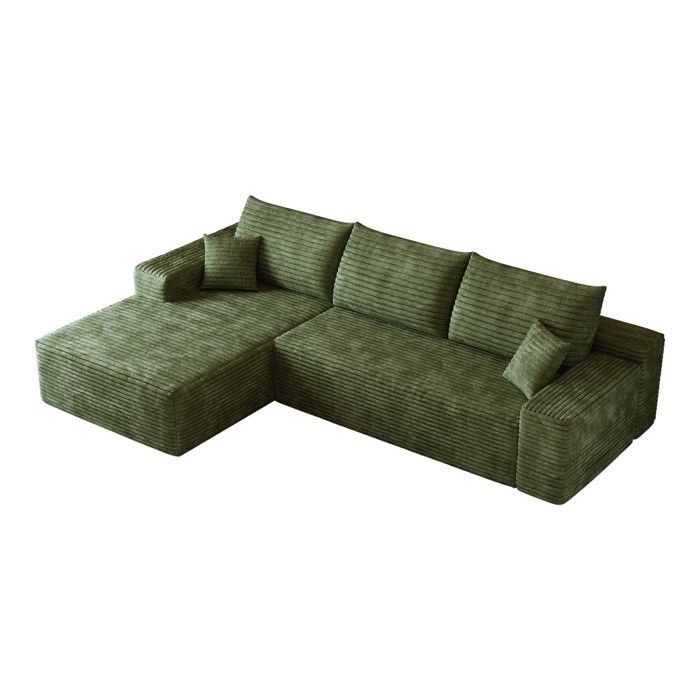 Canapé dangle modulable vert L 270x175x83cm méridienne assise profonde compressible monté salon appartement Canapé dangle modulable vert L 270x175x83cm méridienne assise profonde compressible monté salon appartement
