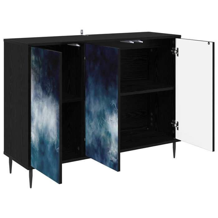 Buffet de rangement - Buffet RAALTE - Chêne noir - 102 x 33 x 76 cm - Bois dingénierie - Assemblage requis（4060）