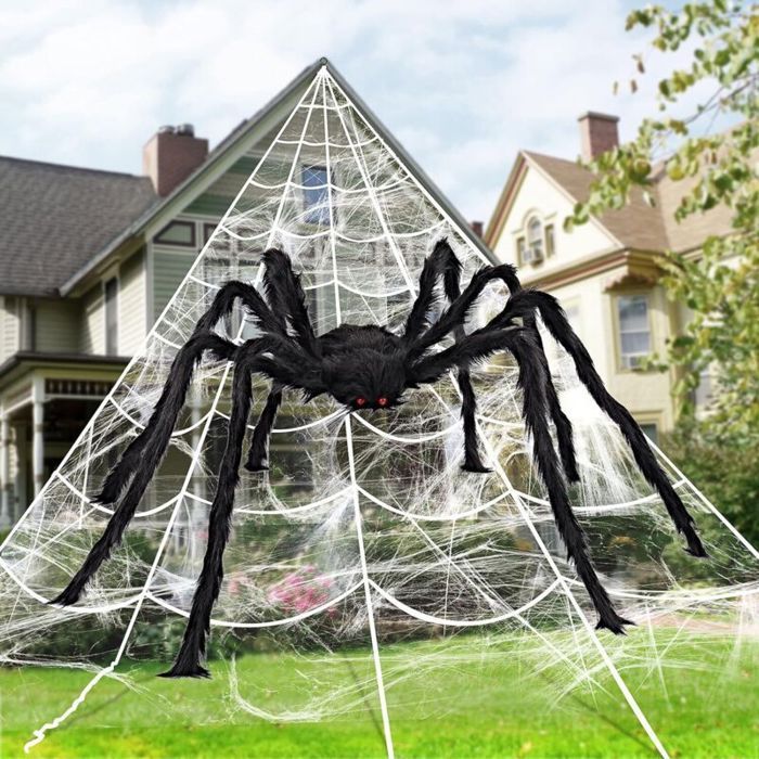 Toile d'araignée géante Halloween 7x5,5m avec araignée 1,5m