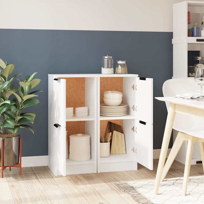 Blanc Buffet & bahut contemporain，Buffets 2 pcs blanc 30x30x70 cm bois dingénierie FR&2014