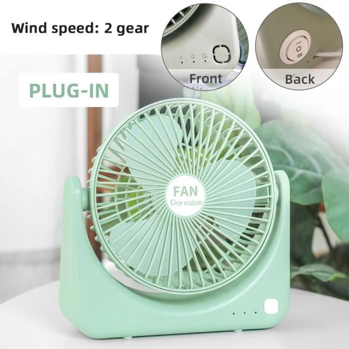 La couleur verte Ventilateur de cou Portable, Rechargeable par USB, pour voyage en plein air