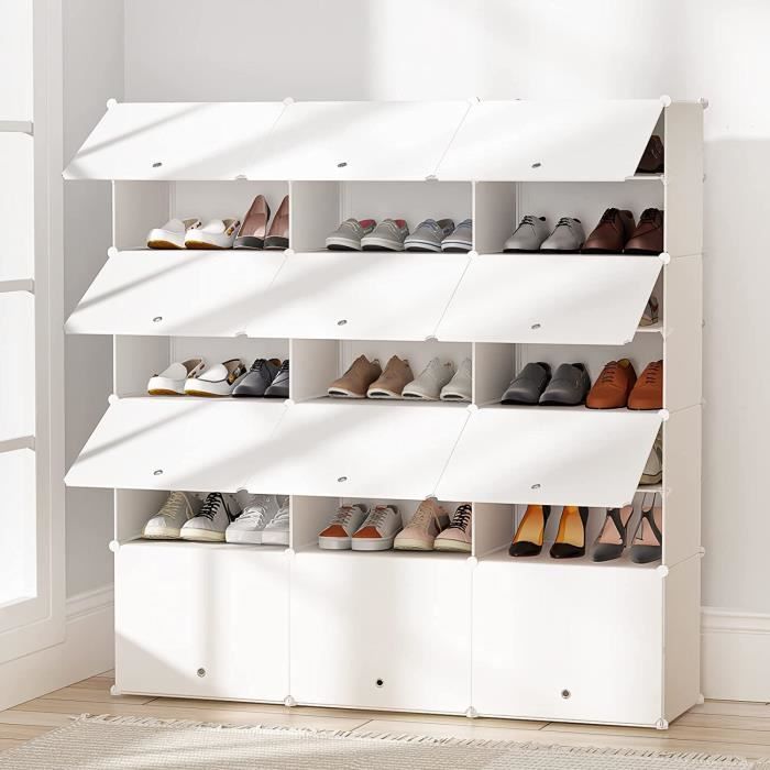 Milton & Oldbrook Armoire à Chaussures Prato - Meuble Rangement 18 Paires, Bois Brun Foncé, 60x24x119 Cm