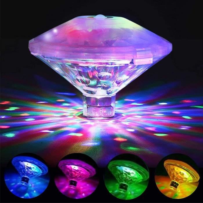 Lampe flottante piscine LED Lumière de bain disco avec 7 modes multi couleur clignotant Lumière sous-marine LED IP68 pour sal