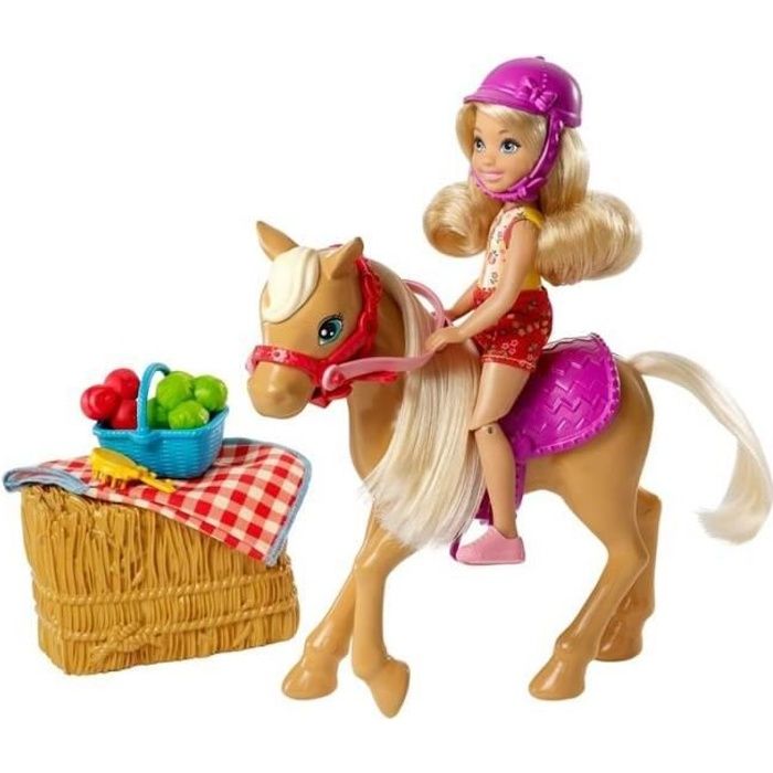 Barbie Farm Barbie Chelsea poupées Mattel GCK 84 ziehwagen Chariot à tirer Bauer Cour 
