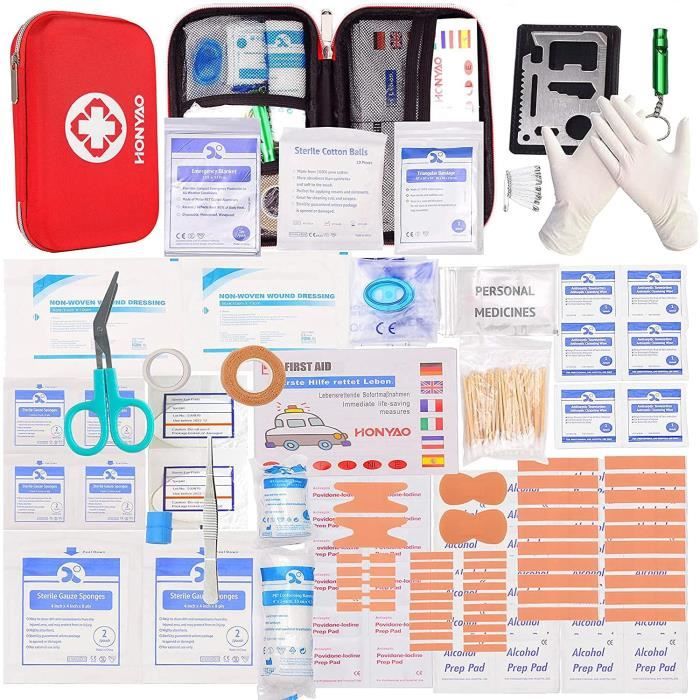 Trousse de Premier Secours, Mini Boîte Médical, 200 Pièces Boîte de d