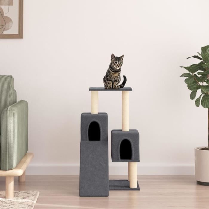 Arbre à Chat Gris 71cm Avec Griffoir Sisal Et Plateformes - WilTec - Neuf