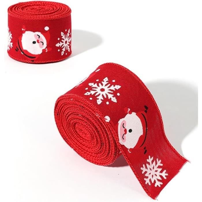 Ruban De Noël 100m Satin Flocons Neige - Rouge Et Vert | Déco Et Emballage Cadeau