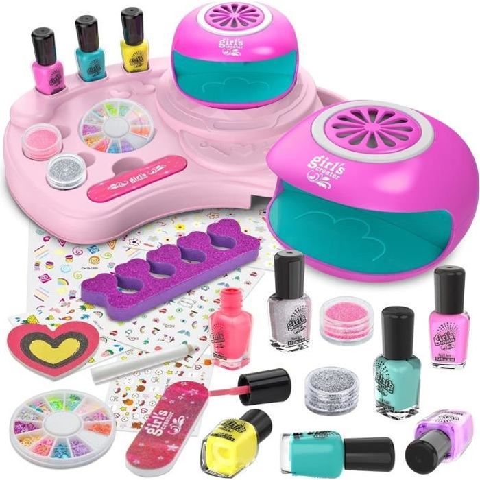 Kit Manucure pour Enfant Cadeau Fille 6 7 8 9 10 11 12 Jouet Fille Kit  Vernis Enfant pour Maquillage Fille Autocollants pour Vernis à Ongles  Maquillage Enfant Fille