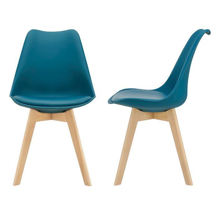 Lot de 2 chaises siège de salle à manger scandinave cuisine plastique synthétique hêtre 81