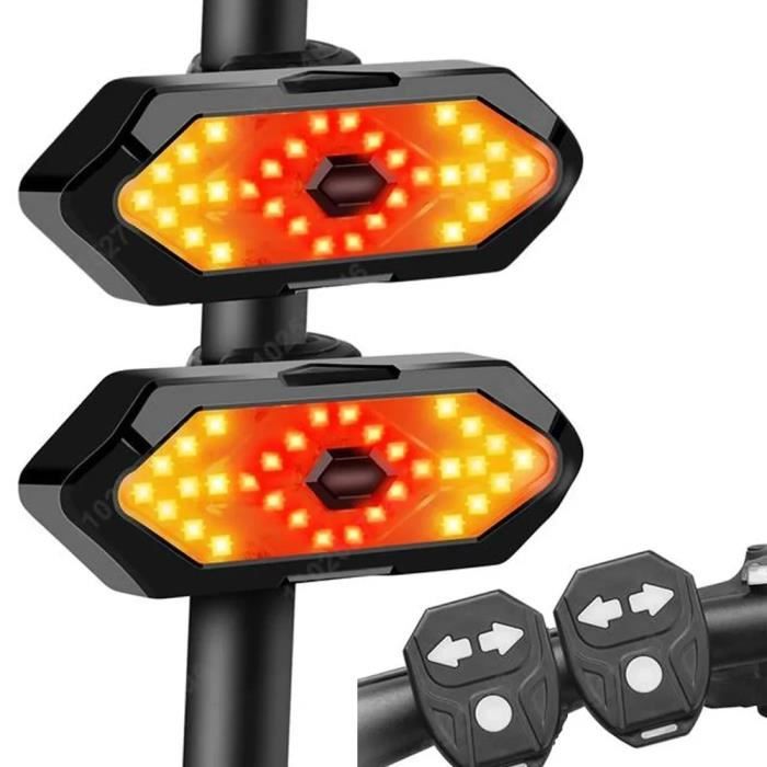 Clignotant Vélo Avec Télécommande - Feu Arrière LED Rechargeable USB - 32 LEDs - Alarme 120dB - Pour VTT Et Trotinette