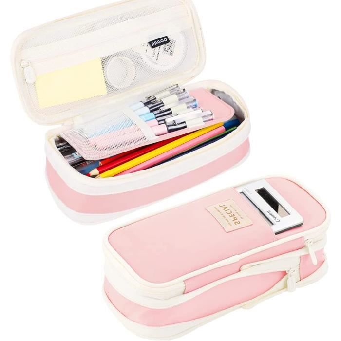 Trousse Grande Capacité Fleurie - Pour école, Bureau Ou Maquillage - En Velours Côtelé Avec Poche Zippée - Idéale Enfants, étudiants, Adultes