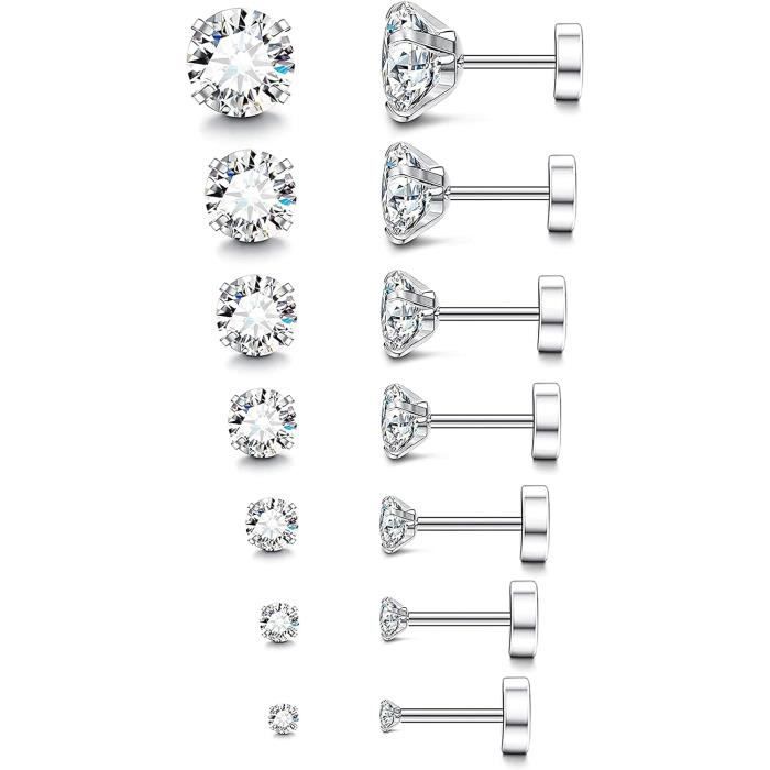 Lot De 7 Paires De Boucles D'Oreilles Fantaisie Vintage - Occasion - Thème Chat (Entre Autres)
