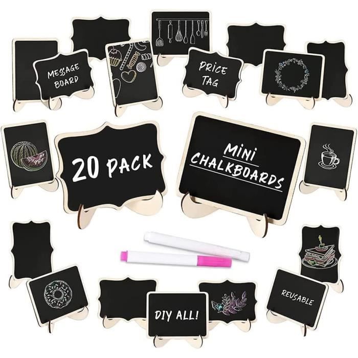 20 Mini Tableaux Noirs 10x7.5cm - Pour Mariage, Fête, Étiquetage, Écriture à La Craie