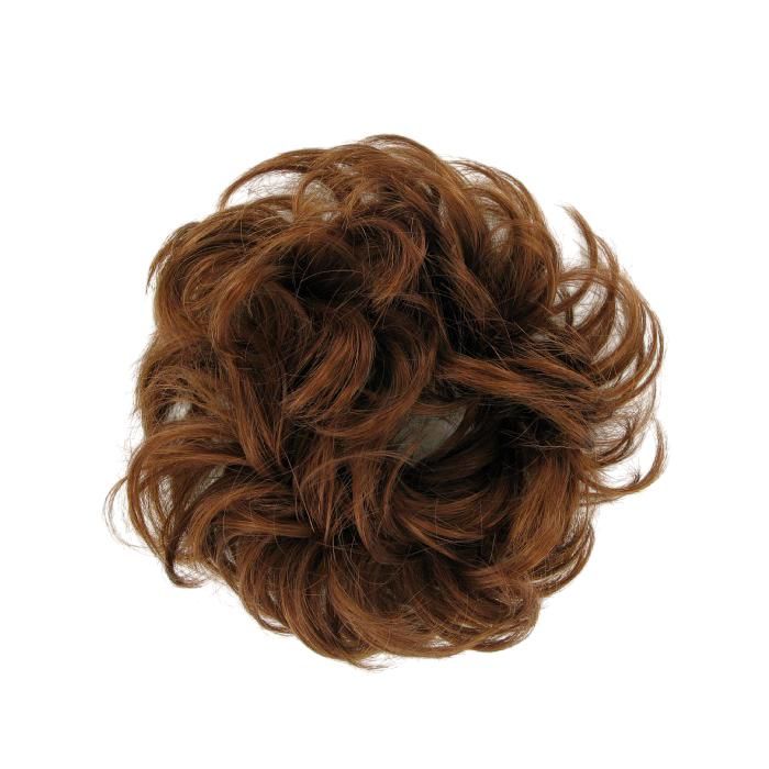 Chouchou Chignon Cheveux Gris Synthétique - Postiche Partiel - Taille Moyenne - France