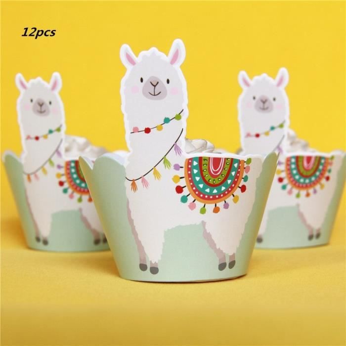 Cake Wrapper 12set Lama Theme Fete Decoration Joyeux Anniversaire Bannieres Alpaga Feuille Ballons Enfants Anniversaire Bebe Douche Cdiscount Maison