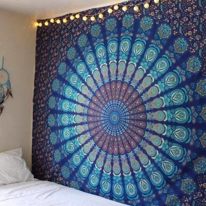 Bohemian Mandala de décoration de chambre de bohème taille 85 x 95 hippie mandala indien Couvre-lit indien Violet étoile Queen Bedspreed Boho Décoration murale à suspendre