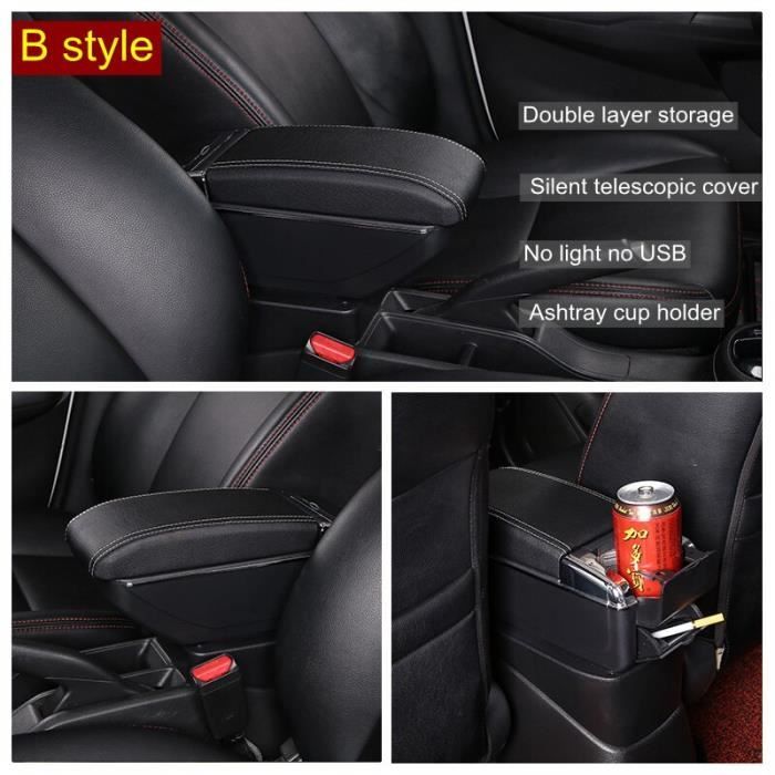 Accoudoir Central Pour Toyota Aygo X 2021-2024 - Noir Cuir, Double Couche, Rangements USB/Type-C, Glisse Avant/arrière