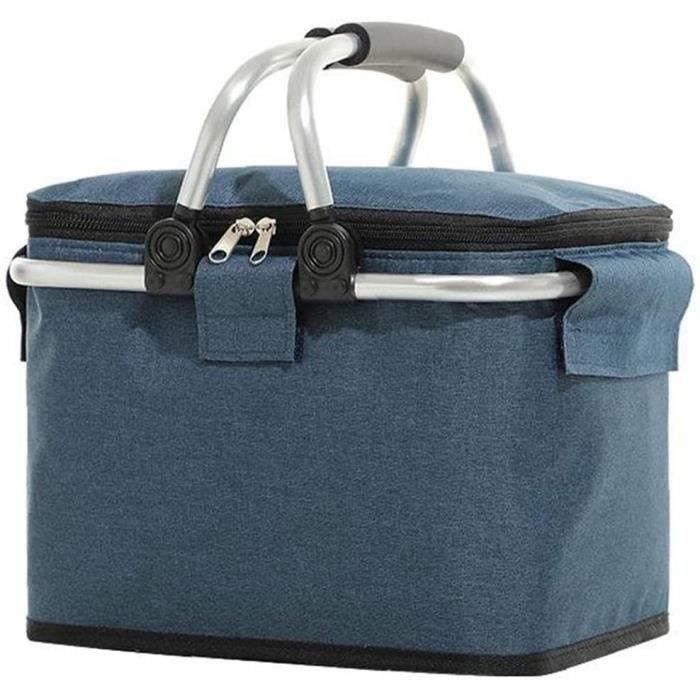 Panier Pique-Nique Isotherme Pliable Grand Sac Isotherme Déjeuner Camping  Glacière Bleu foncé[1076] - Cdiscount Maison