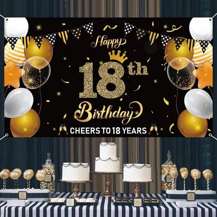 Banniere D Arriere Plan Joyeux Anniversaire 18 Ans Banderole D Arriere Plan Fournitures De Fete Accessoires D Jq2397 Cdiscount Maison