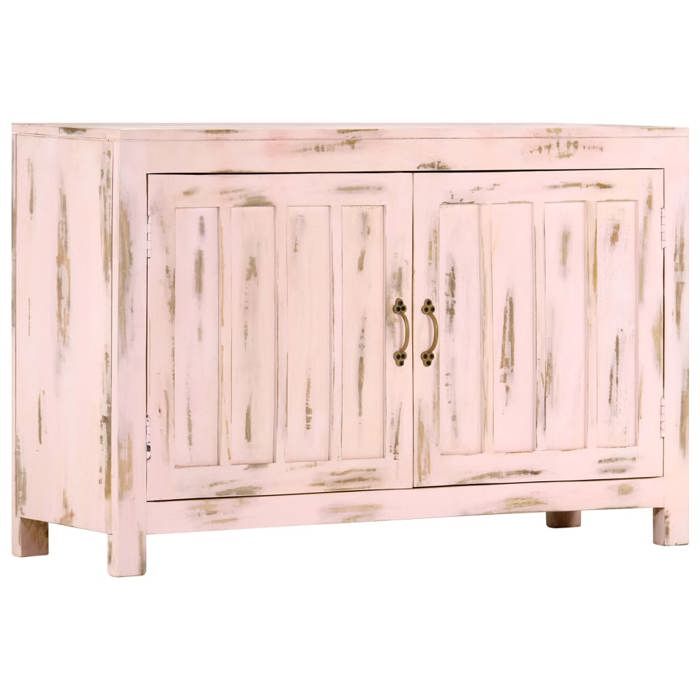 Buffet bas - vidaXL - 110x35x70 cm - Bois de manguier massif - Vintage - Rose pâle