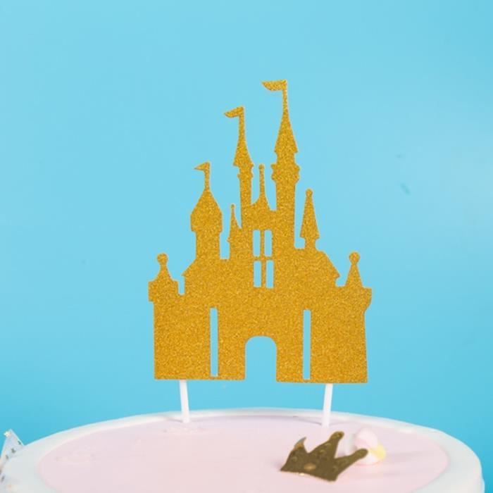 Couleur D Or Chateau 1pcs Decoration De Gateau Pour Anniversaire De Fille Decoration De Fete Disney Elsa Cdiscount Maison