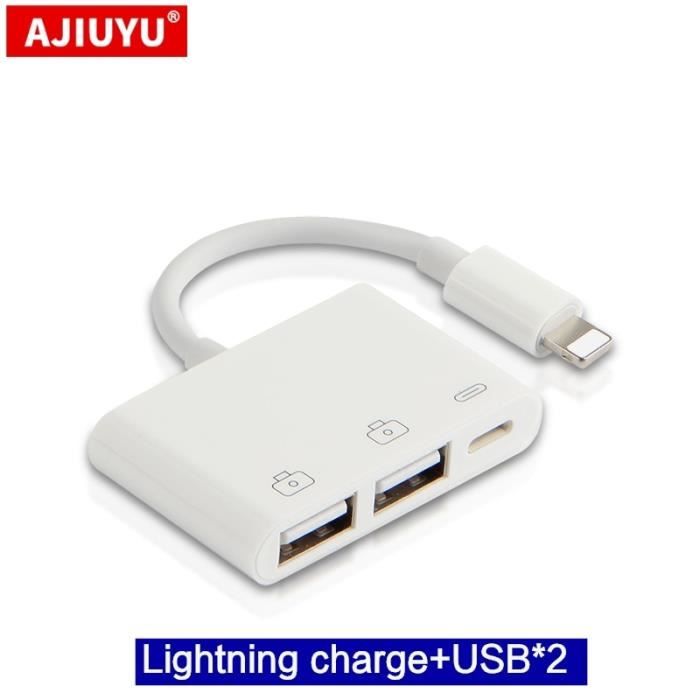 ACCESSOIRES POUR CABLE, USBx2 cable -adaptateur USB OTG Lightning