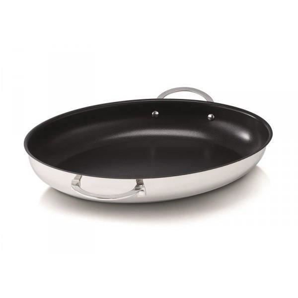 Poêle à poisson ovale 37.5x25 revêtue 2 anses