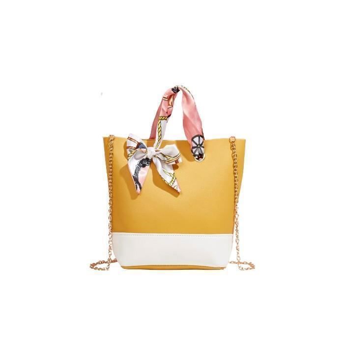 Sac à Main - Femme - Cuir - Beige - Blanc - Anse Chaînette Doré - Dimensions 22x20 cm - Printemps Été - 22 x 20 cm Sac à Main - Femme - Cuir - Beige - Blanc - Anse Chaînette Doré - Dimensions 22x20 cm - Printemps Été - 22 x 20 cm