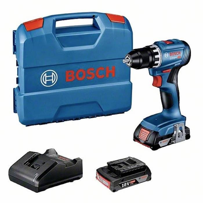 Perceuse-visseuse sans fil Bosch Professional GSR 18V-45 06019K3202 18 V 2.0 Ah Li-Ion + 2 batteries + chargeur + mal