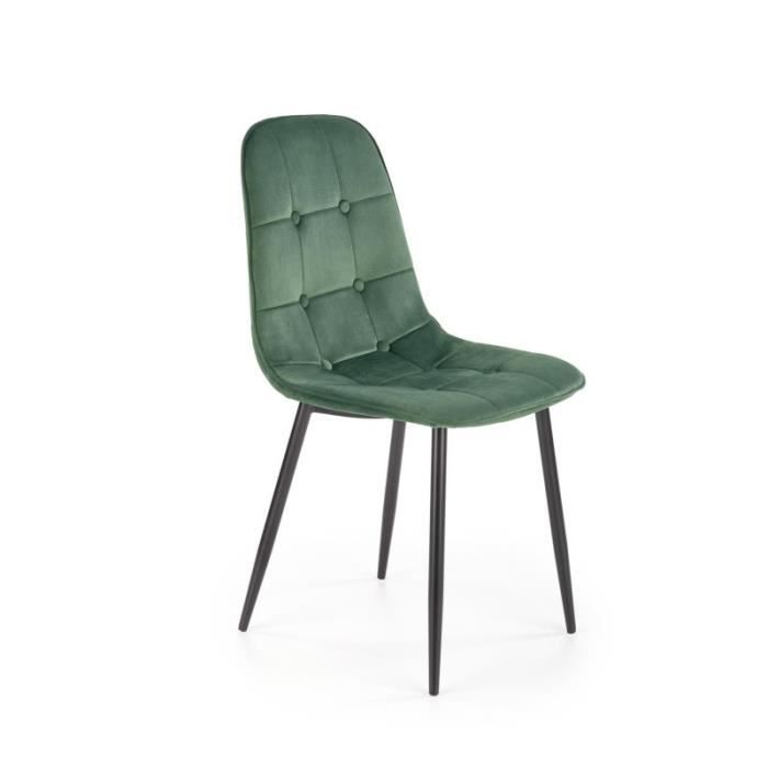 chaise de salle à manger en tissu velours vert foncé - carellia