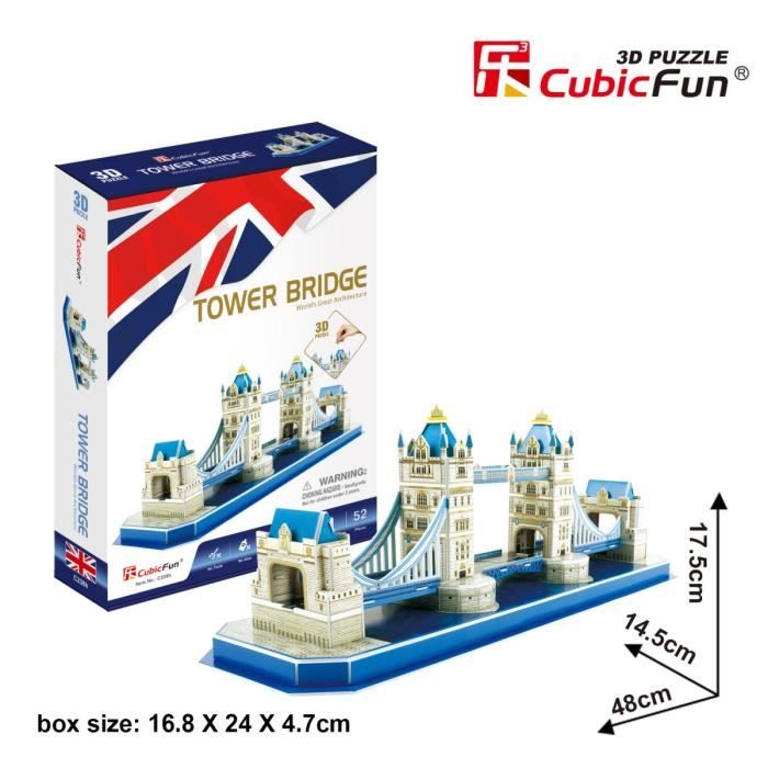 Puzzle 3D Tower Bridge Londres - CUBICFUN - 52 pièces - Architecture et monument Puzzle 3D Tower Bridge Londres - CUBICFUN - 52 pièces - Architecture et monument