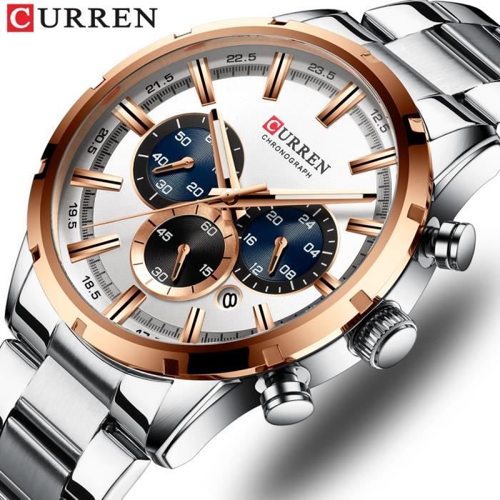curren montre homme top marque de luxe hommes en acier inoxydable sport chronographe quartz date montres - montre homme