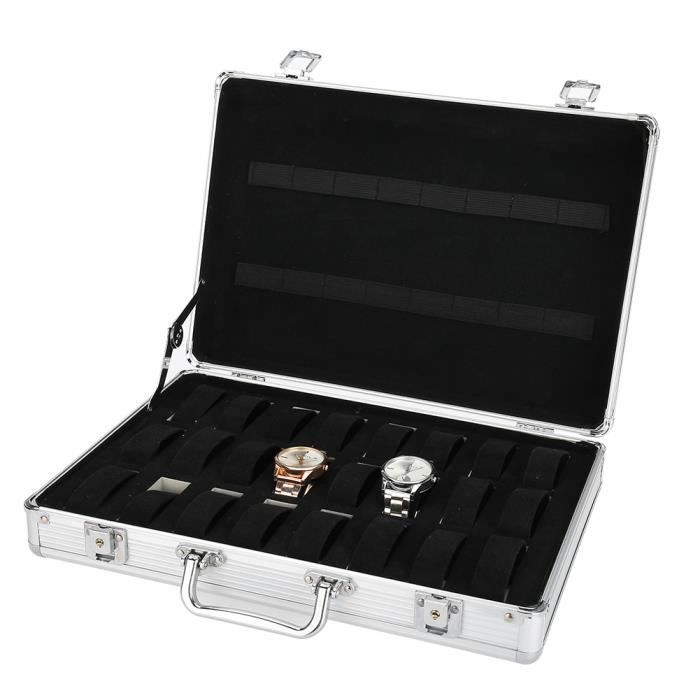 Boîte Rangement Montres 24 Fentes En Alliage Aluminium - étui Verrouillable Avec Clés