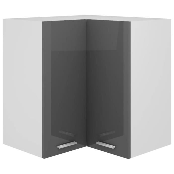 armoire d'angle suspendue gris brillant 57x57x60 cm aggloméré - dio7380741909385
