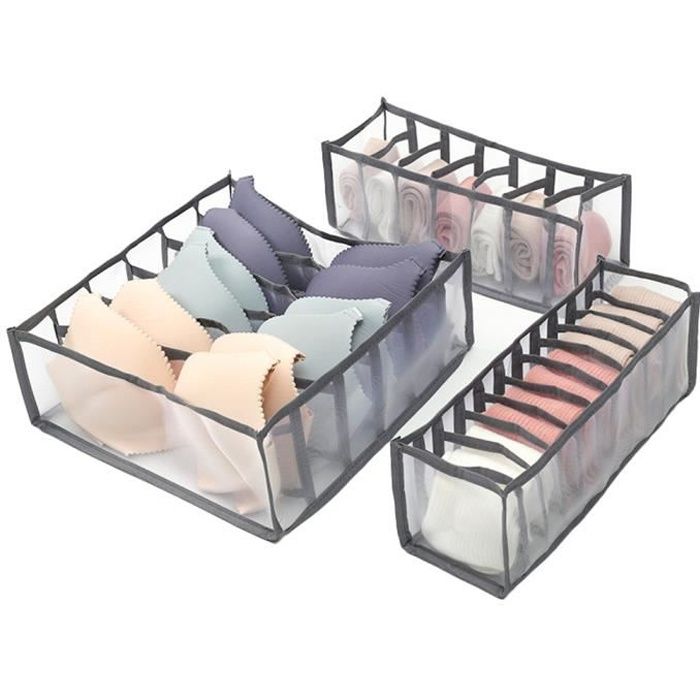 marque generique - Organisateur de rangement pour sous-vêtements en  plastique, tiroir pour conteneur à chaussettes, 15 grilles, gris clair -  Boîte de rangement - Rue du Commerce