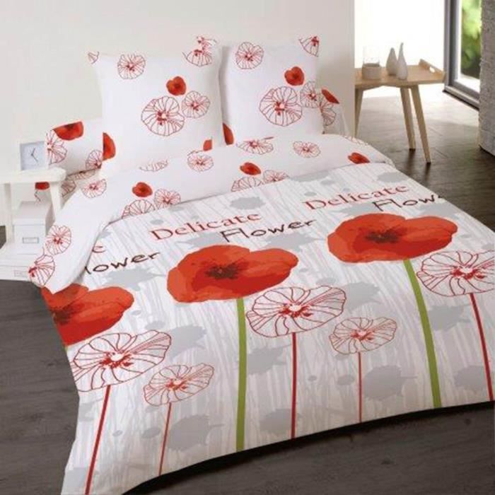 Housse de couette Coquelicot Flower 220x240 + 2... - Cdiscount Maison