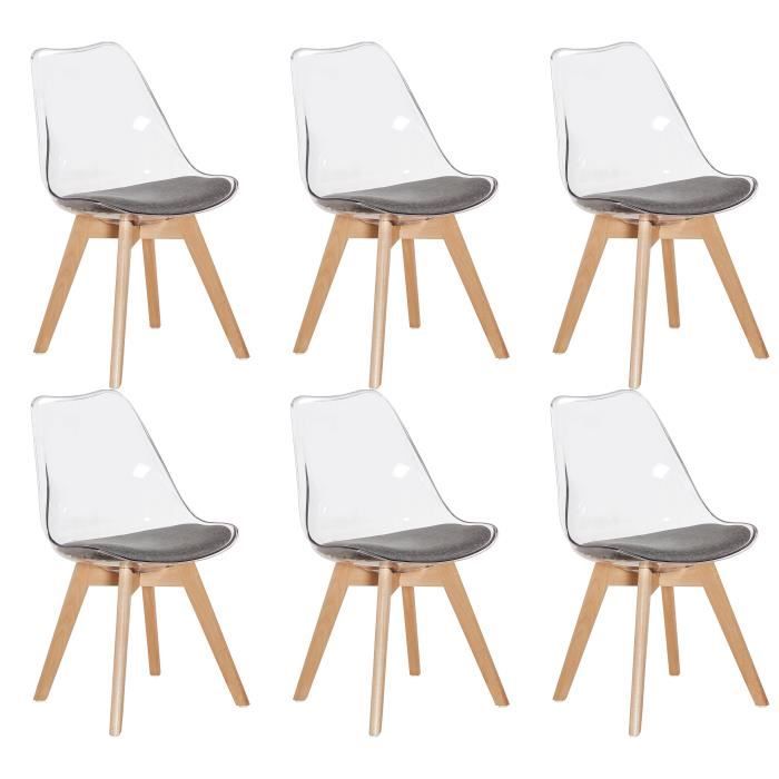 DORAFAIR Lot de 6 Chaise Transparente Scandinave pour Salle a Manger