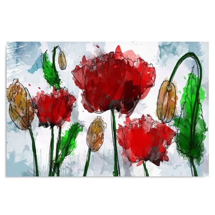 Coquelicots fleur peintures sur toile sur le mur Art affiches et impressions fleurs rouges toile Art mur photos lit chambre décoration 40x80 cm sans cadre